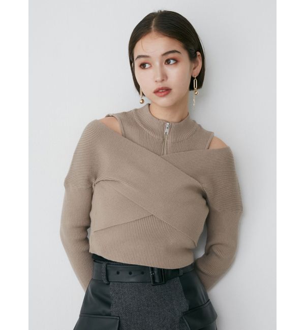 MURUA「カシュクールハーフジップトップス」|ニット・セーター|