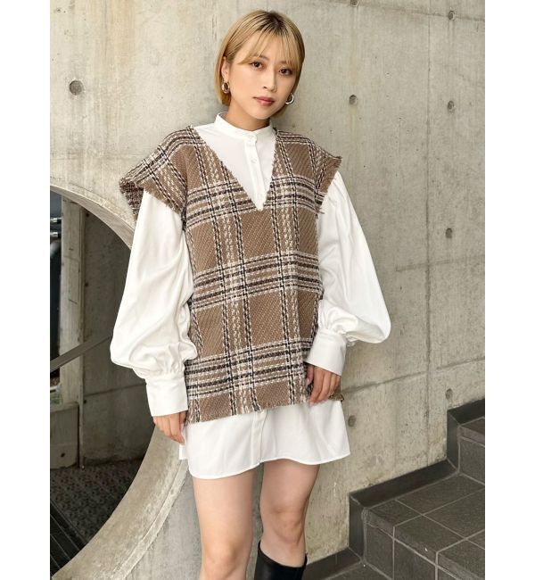 MURUA「オリジナルツイードシャツワンピース【2way】」|ワンピース|