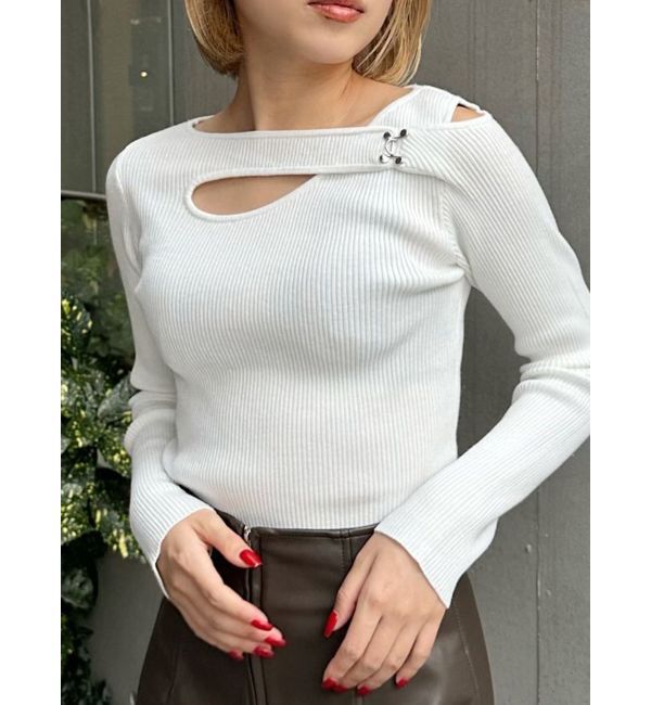 MURUA「フロントオープンリブニット」|ニット・セーター|ホワイト