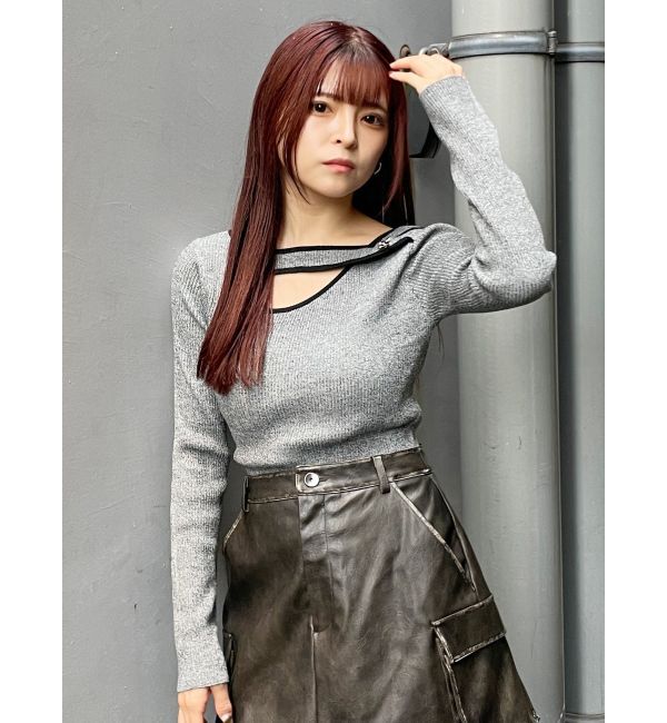 MURUA「フロントオープンリブニット」|ニット・セーター|