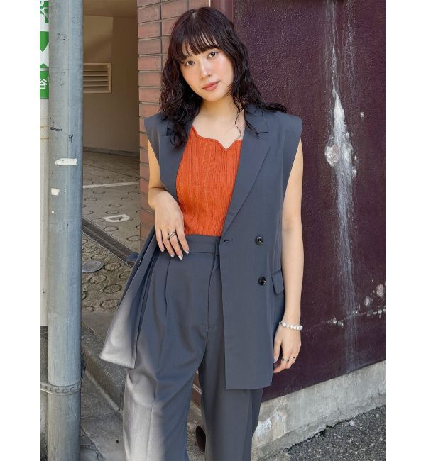 MURUA「バックベルトテーラードジレ【セットアップ着用可】」|ベスト・ジレ|