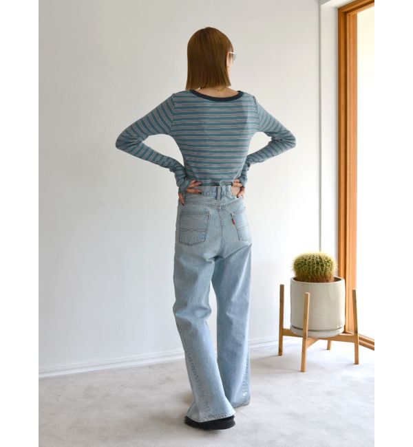 Ungrid「箔プリントスリットデニム」|デニム|