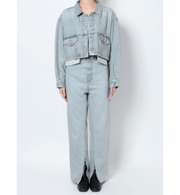 Ungrid「箔プリントスリットデニム」|デニム|