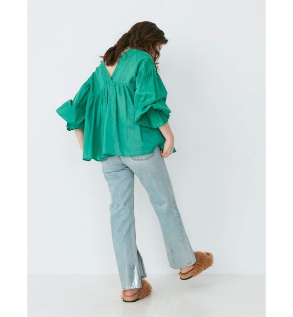 Ungrid「箔プリントスリットデニム」|デニム|