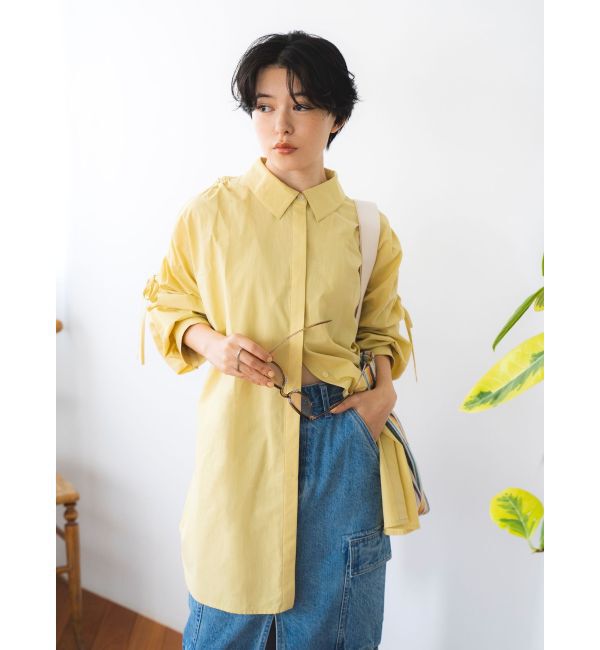 Ungrid「2Wayギャザーデザインシャツ」|シャツ・ブラウス|イエロー