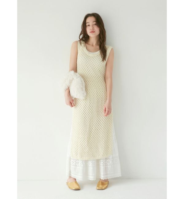 Ungrid「透かし編みニットワンピース」|ワンピース|