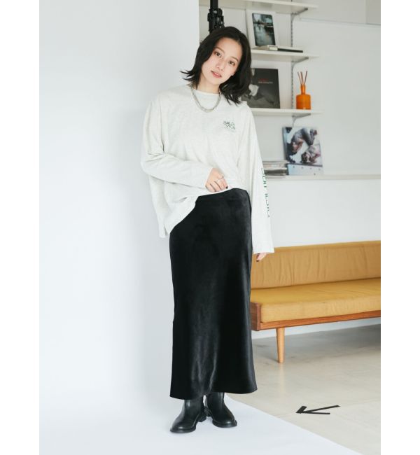 Ungrid「フィットベロアスカート」|タイト|