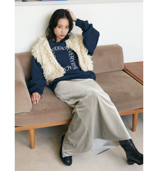 Ungrid「フィットベロアスカート」|タイト|