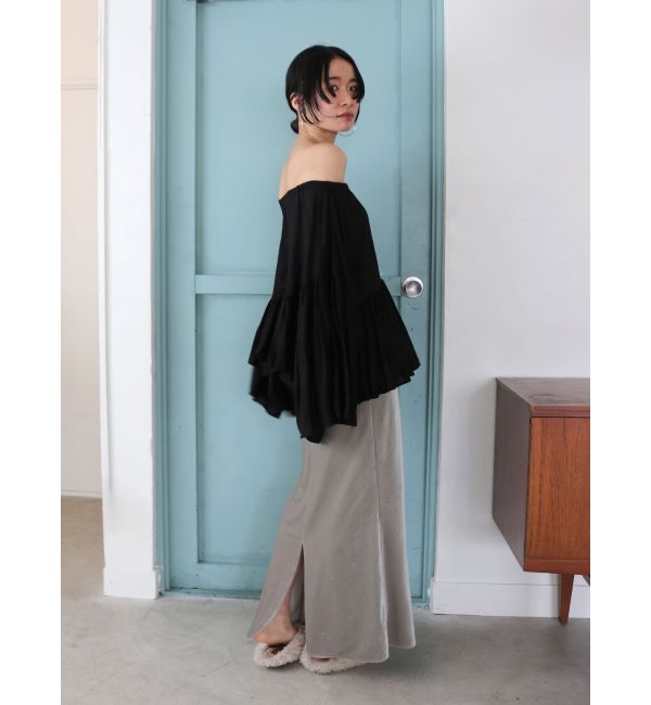 Ungrid「フィットベロアスカート」|タイト|