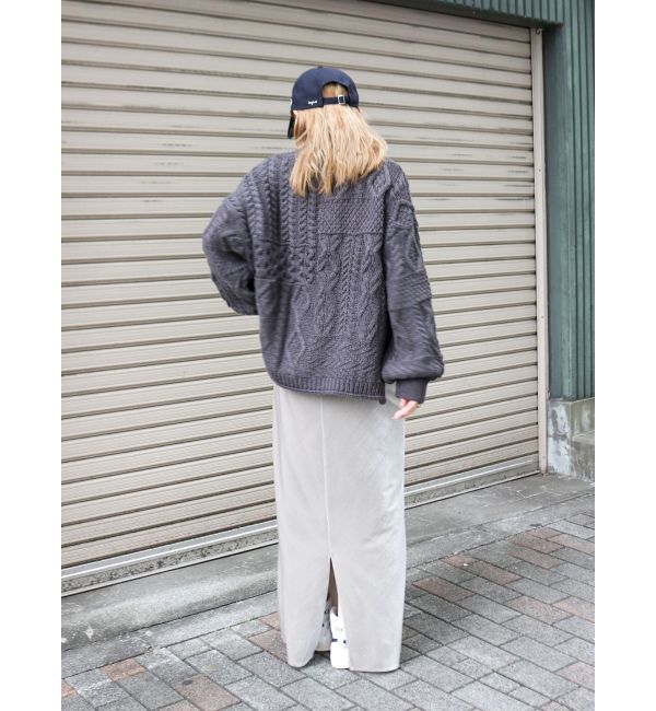 Ungrid「フィットベロアスカート」|タイト|