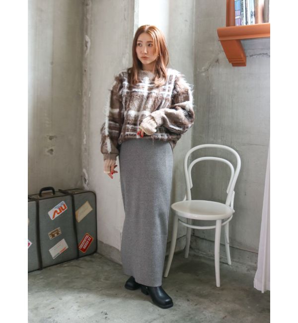 Ungrid「サイドスリットリブニットスカート」|スカート|