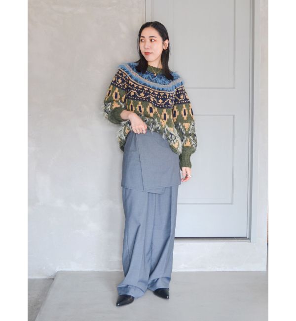 Ungrid「フェザーヤーンコンビ求心柄ニット」|ニット・セーター|