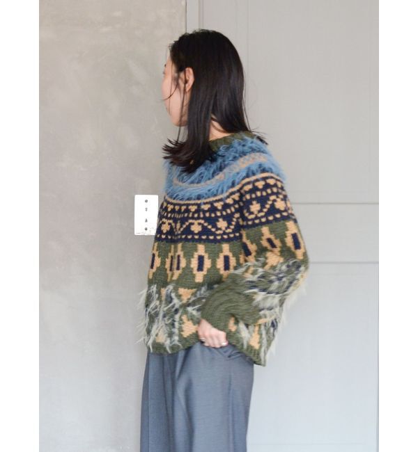 Ungrid「フェザーヤーンコンビ求心柄ニット」|ニット・セーター|