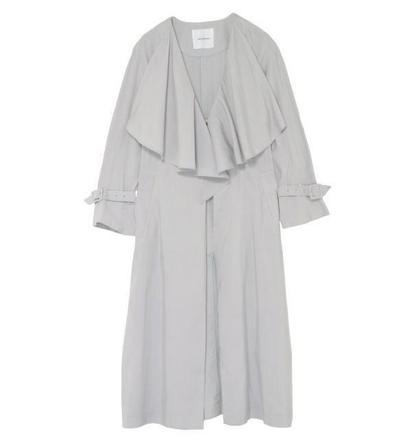 LAGUNAMOON「ラッフルノーカラーコート」|ノーカラーコート|ライトグレー