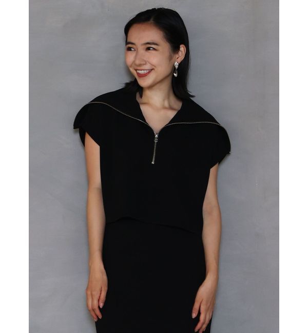 LAGUNAMOON「ショートZIPカットトップス」|Tシャツ・カットソー|ブラック