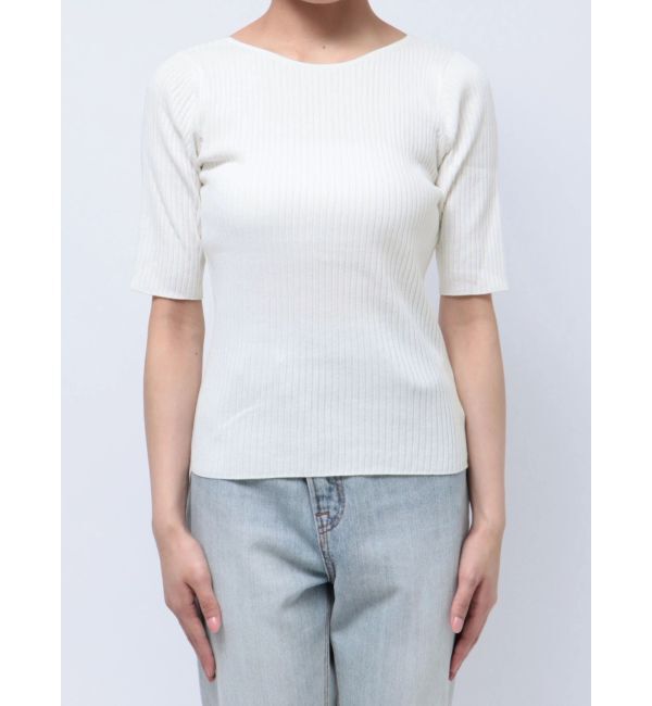 LAGUNAMOON「シルクブレンドハーフスリーブニットプルオーバー」|ニット・セーター|