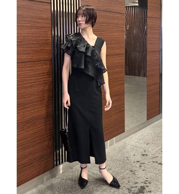 LAGUNAMOON「LADYフィラメントフリルアシンメトリードレス」|ドレス|ブラック