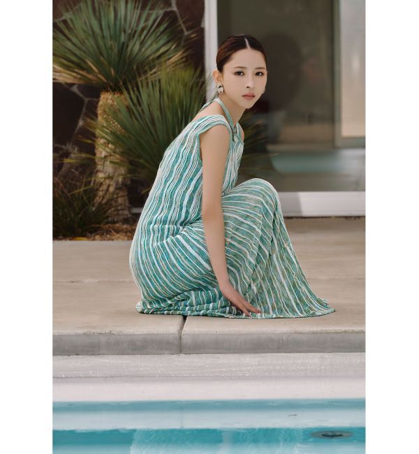 LAGUNAMOON「MIXストライプチョーカーニットワンピース」|ワンピース|