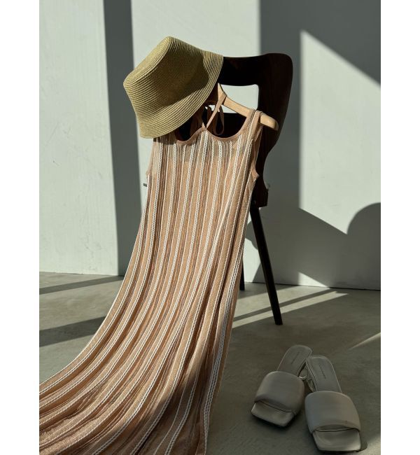 LAGUNAMOON「MIXストライプチョーカーニットワンピース」|ワンピース|