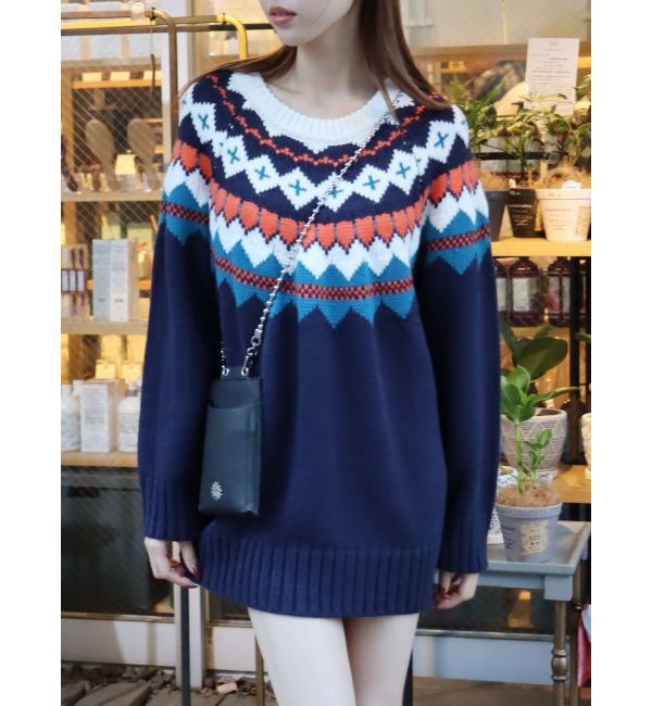 EVRIS「Vividフェアアイルニット」|ニット・セーター|ネイビー