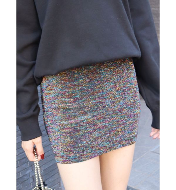 EVRIS「ラメタイトミニスカート」|スカート|ブラック