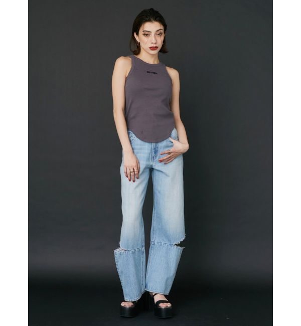 EVRIS「ボリュームカラーワイドデニムパンツ」|デニム|