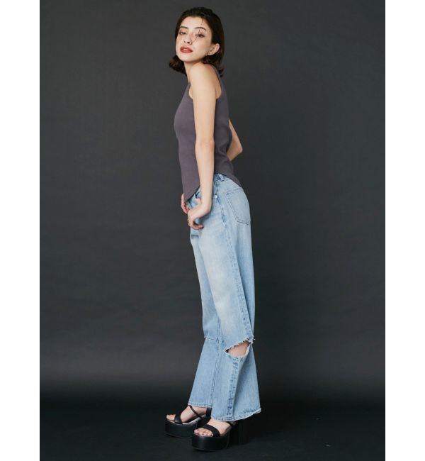 EVRIS「ボリュームカラーワイドデニムパンツ」|デニム|