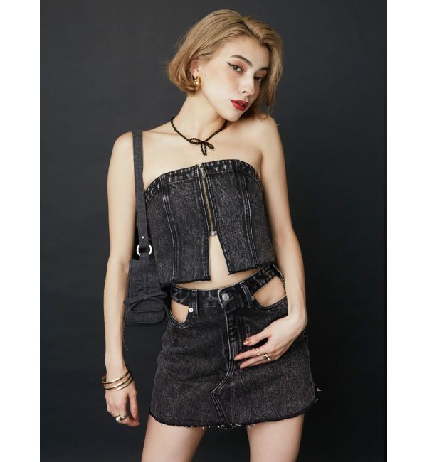 EVRIS「ウエストオープンデニムミニスカート」|スカート|