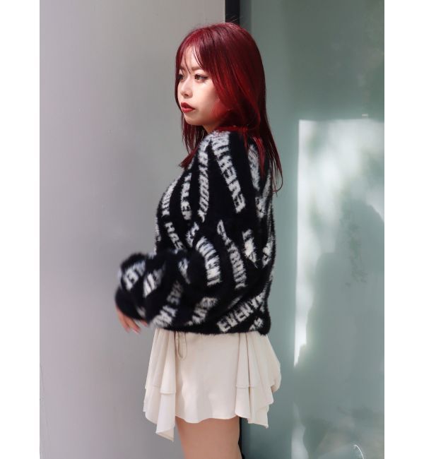 EVRIS「フェザーロゴジャガードニットトップス」|ニット・セーター|