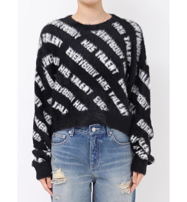 EVRIS「フェザーロゴジャガードニットトップス」|ニット・セーター|