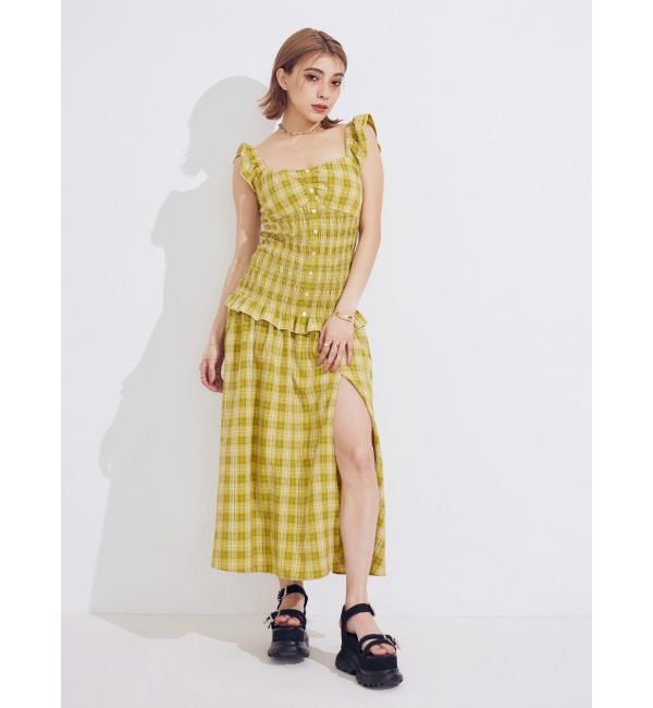 EVRIS「2WAYティアードチェックロングワンピース」|ワンピース|