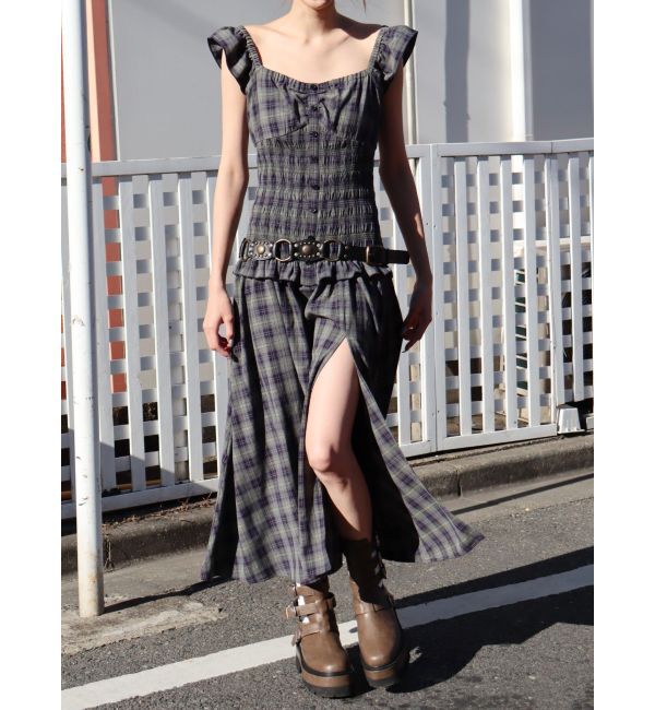 EVRIS「2WAYティアードチェックロングワンピース」|ワンピース|