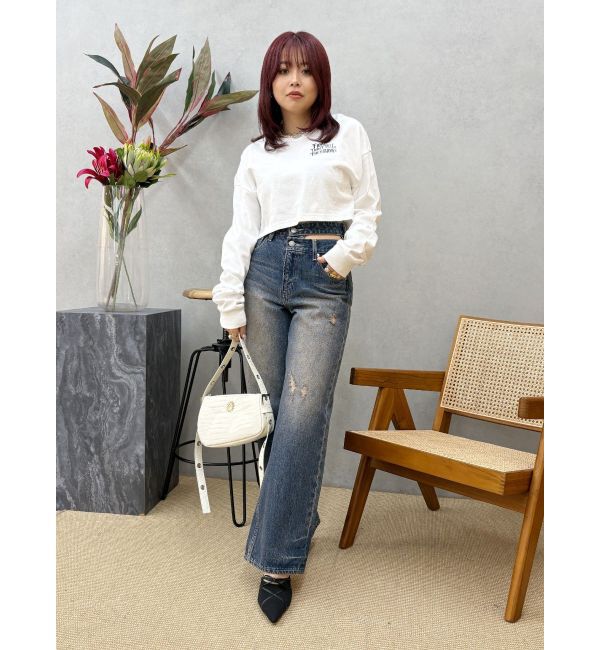 EVRIS「クロップドグラフィックロンT」|Tシャツ・カットソー|