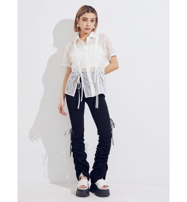 EVRIS「ドロストギャザーリブフレアパンツ」|その他|