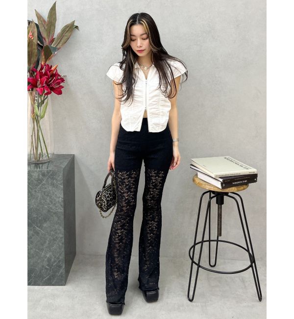 EVRIS「フロントジップシャーリングクロップドシャツ」|シャツ・ブラウス|