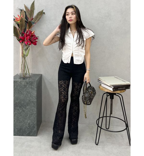 EVRIS「フロントジップシャーリングクロップドシャツ」|シャツ・ブラウス|