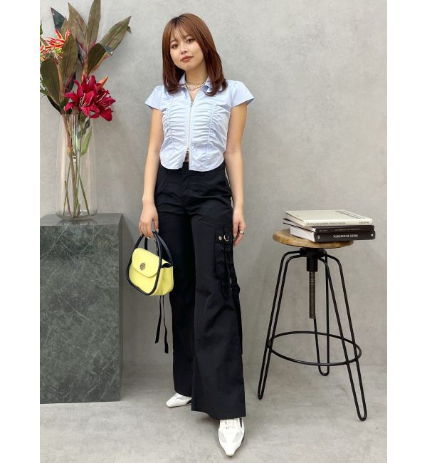 EVRIS「フロントジップシャーリングクロップドシャツ」|シャツ・ブラウス|