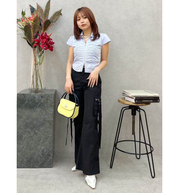 EVRIS「フロントジップシャーリングクロップドシャツ」|シャツ・ブラウス|