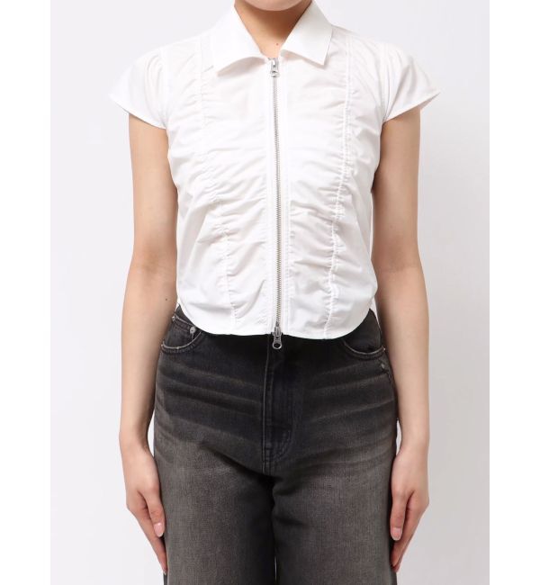 EVRIS「フロントジップシャーリングクロップドシャツ」|シャツ・ブラウス|