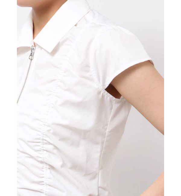 EVRIS「フロントジップシャーリングクロップドシャツ」|シャツ・ブラウス|