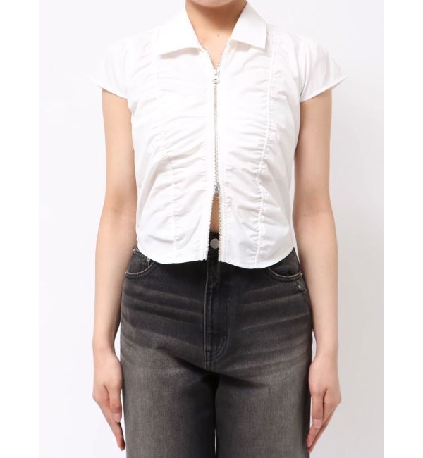 EVRIS「フロントジップシャーリングクロップドシャツ」|シャツ・ブラウス|
