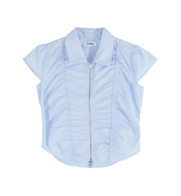 EVRIS「フロントジップシャーリングクロップドシャツ」|シャツ・ブラウス|