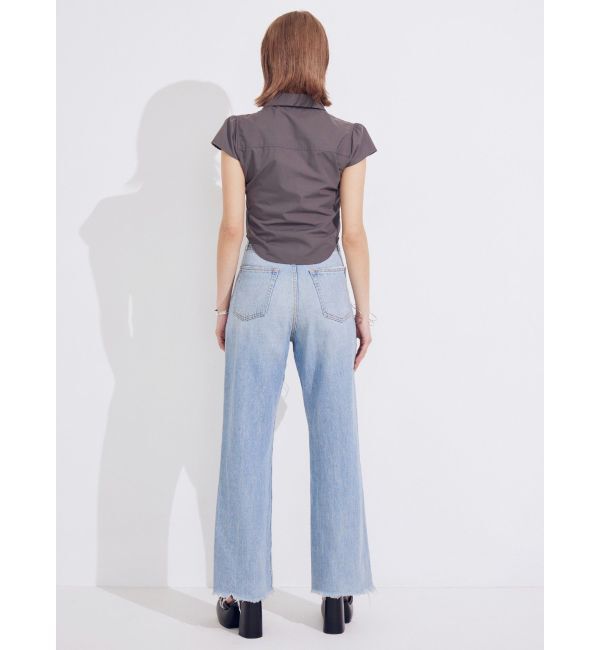 EVRIS「フロントジップシャーリングクロップドシャツ」|シャツ・ブラウス|