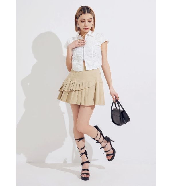 EVRIS「フロントジップシャーリングクロップドシャツ」|シャツ・ブラウス|