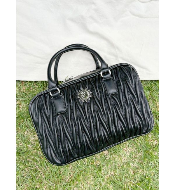 EVRIS「ワイドスクエアハンドBAG」|ハンドバッグ|ブラック