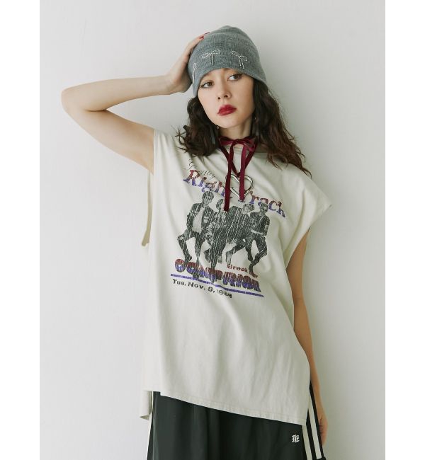 jouetie「ヴィンテージグラフィックノースリーブTシャツ」|Tシャツ・カットソー|アイボリー