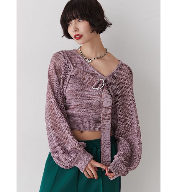 jouetie「メッシュボレロアンサンブル」|カーディガン|ピンク