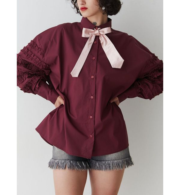 jouetie「スリーブフリルルーズタイシャツ【セットアイテム】」|シャツ・ブラウス|