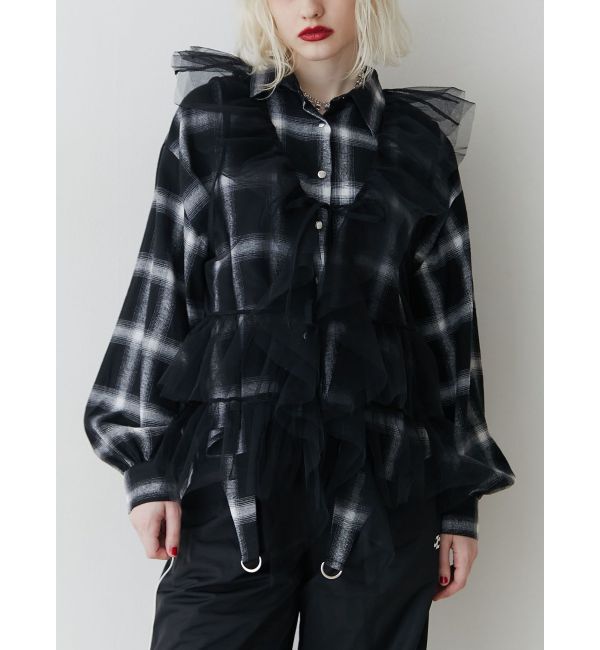 jouetie「チュールドレープフリルベスト」|シャツ・ブラウス|