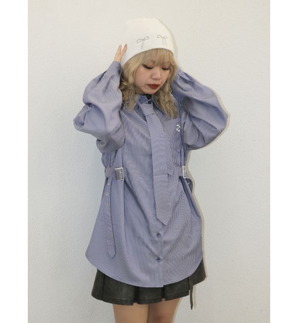 jouetie「ロングスリーブネクタイチュニックシャツ」|シャツ・ブラウス|